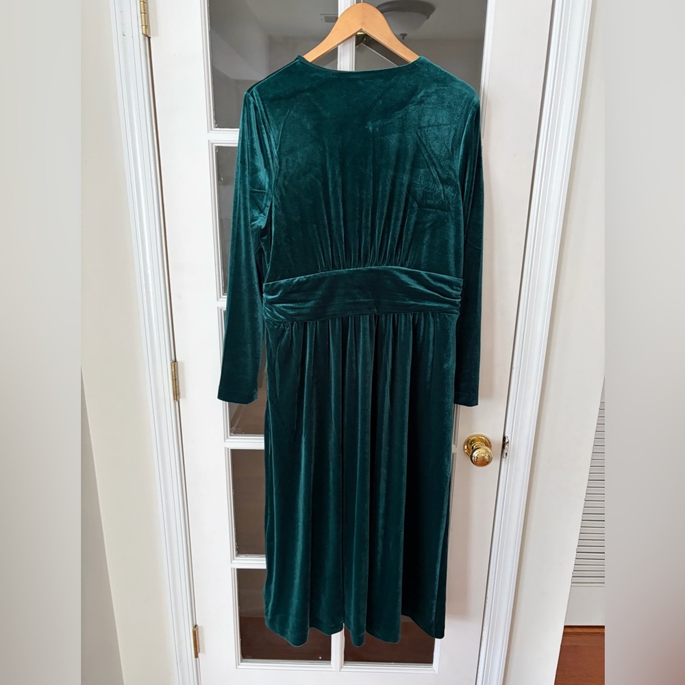 Boden Tilda Velvet Midi Dress - Size 14 - NWT - botanical garden green - Picture 8 of 8